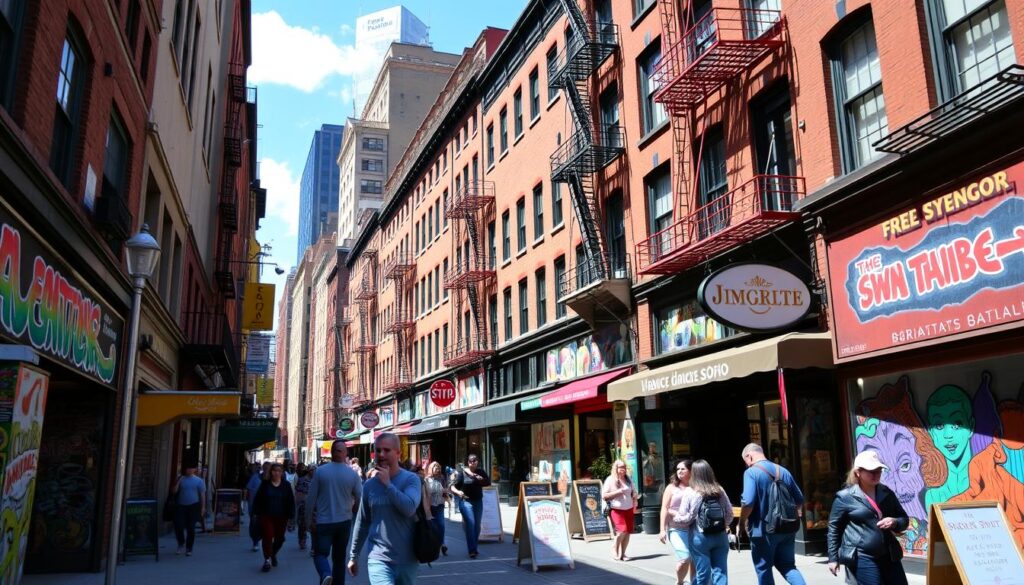 Colorful streets of SoHo, New York City