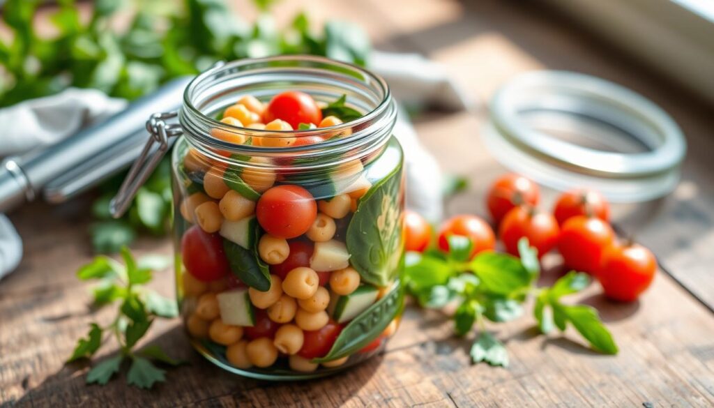 Mason Jar Chickpea Pasta Salad