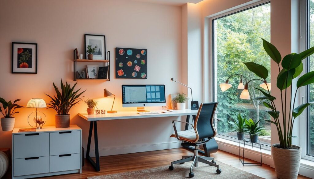 home office decor with optimal lighting