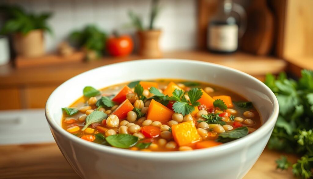 nutrient-dense anti-inflammatory soup with vegetables and legumes