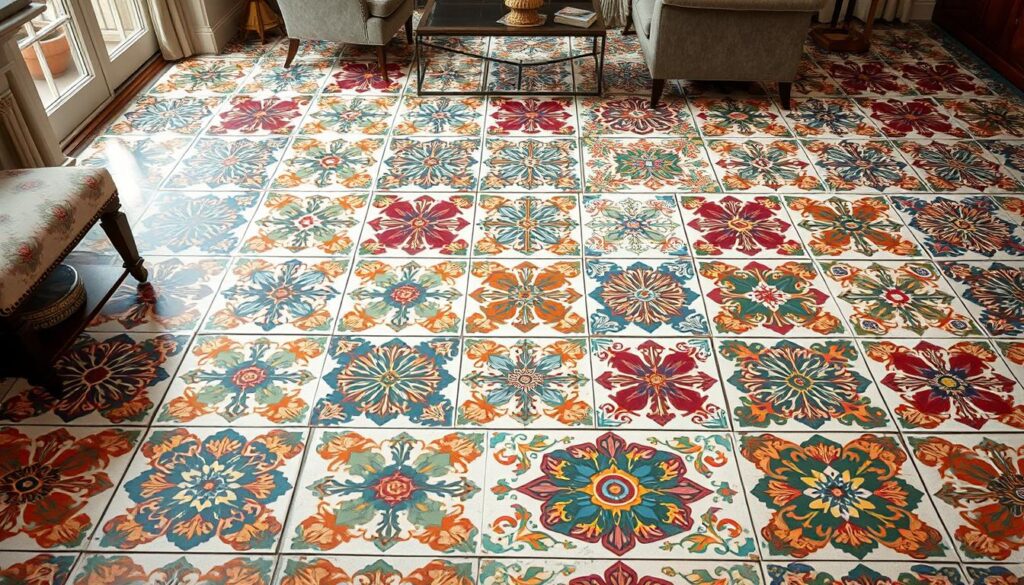 patterned floor tiles