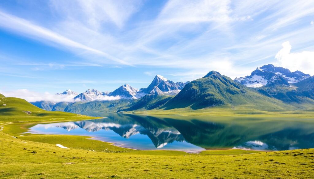 Bannalpsee reservoir near Engelberg and Mt. Titlis