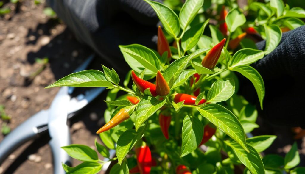 Cayenne pepper plant pruning