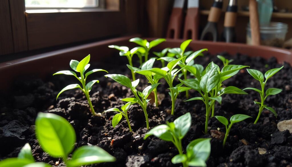 Cayenne pepper seedlings