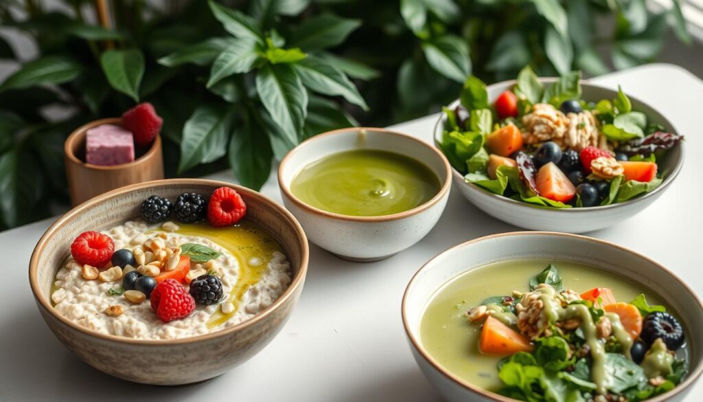 Green tea oatmeal, chicken soup, and matcha salad dressing recipes