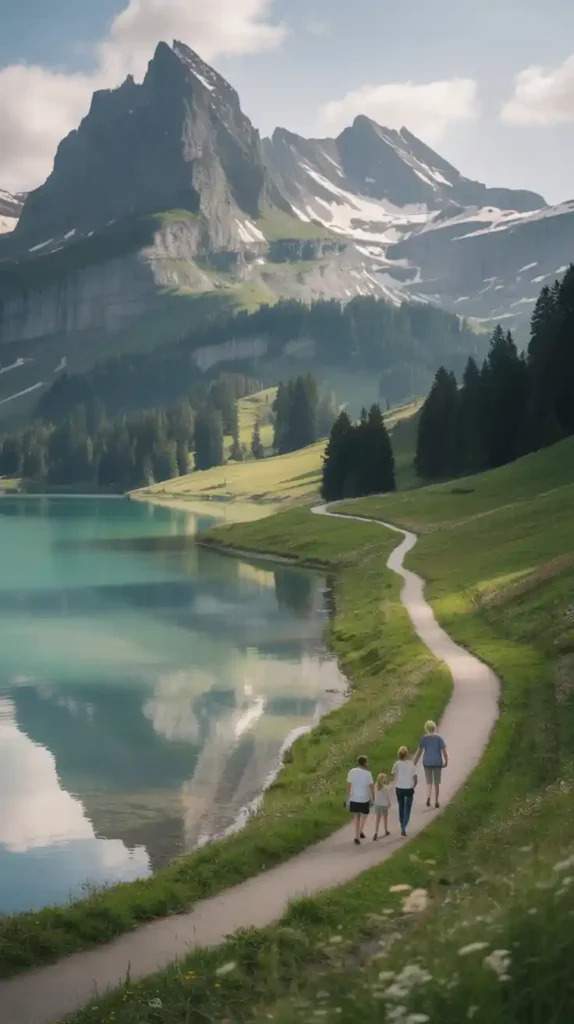 Bannalpsee reservoir near Engelberg and Mt. Titlis