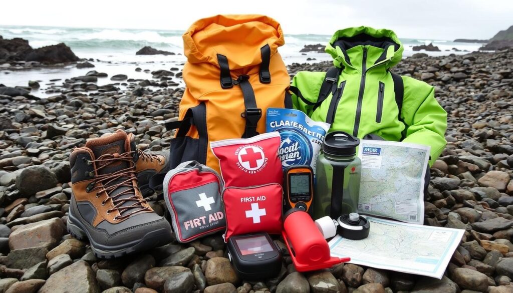 Safety gear for coastal hiking