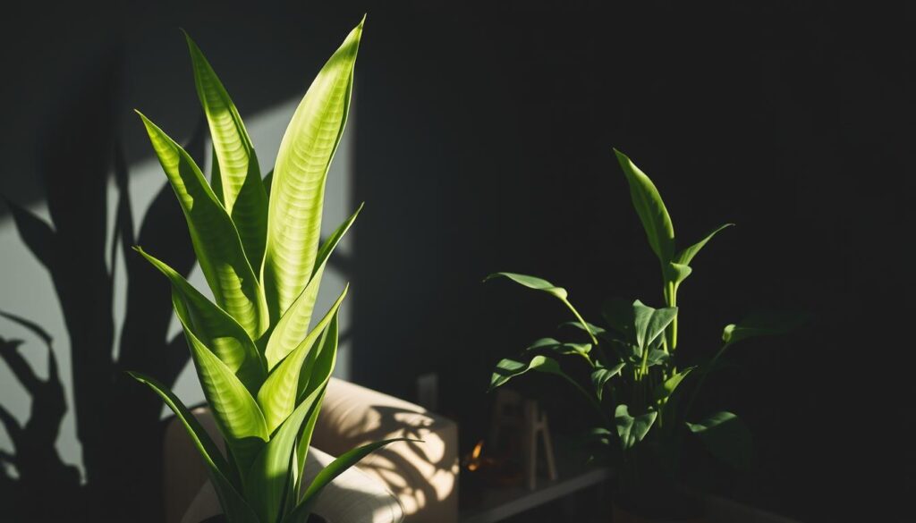 Tall indoor plants in low light