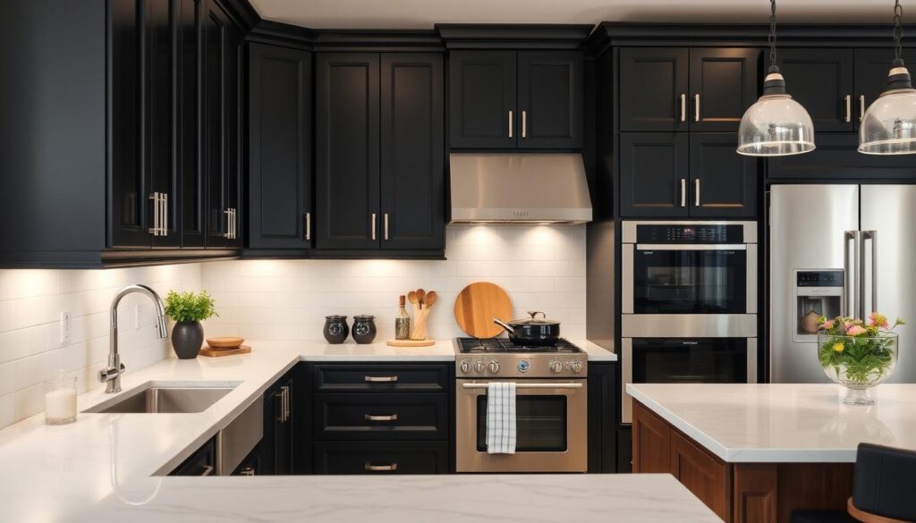 black kitchen cabinets