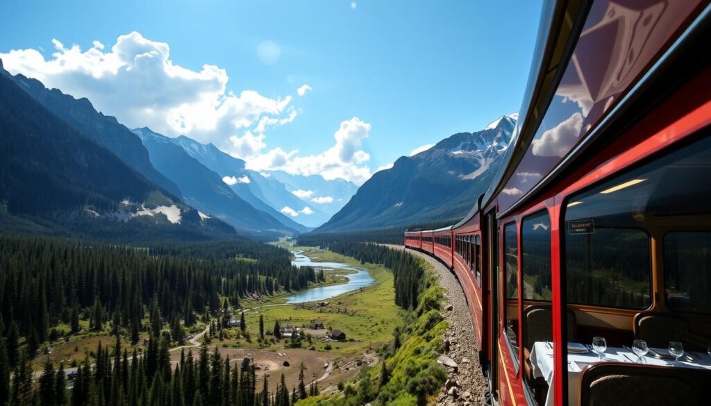 luxury train travel in the Rocky Mountains