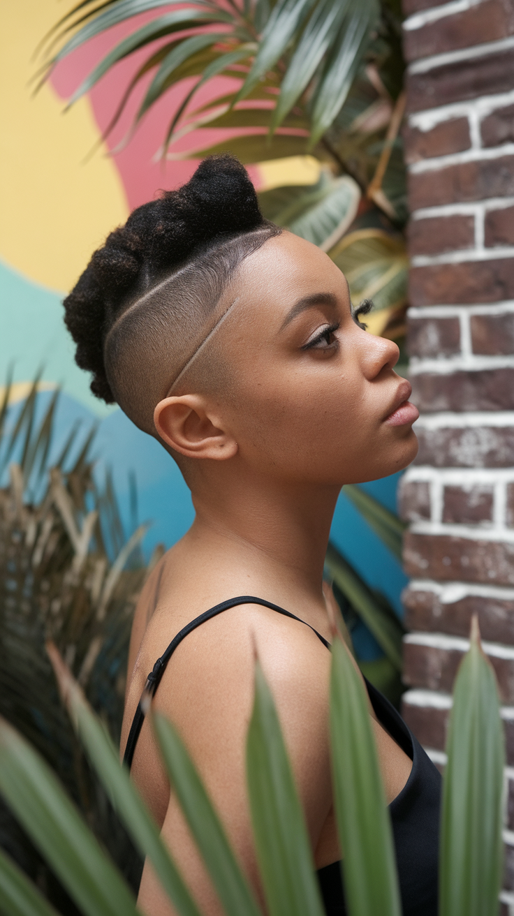 A close-up side profile of a person with a tapered fade hairstyle, showcasing the smooth transition from longer to shorter hair.