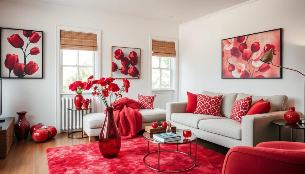 Cherry red accents in home decor