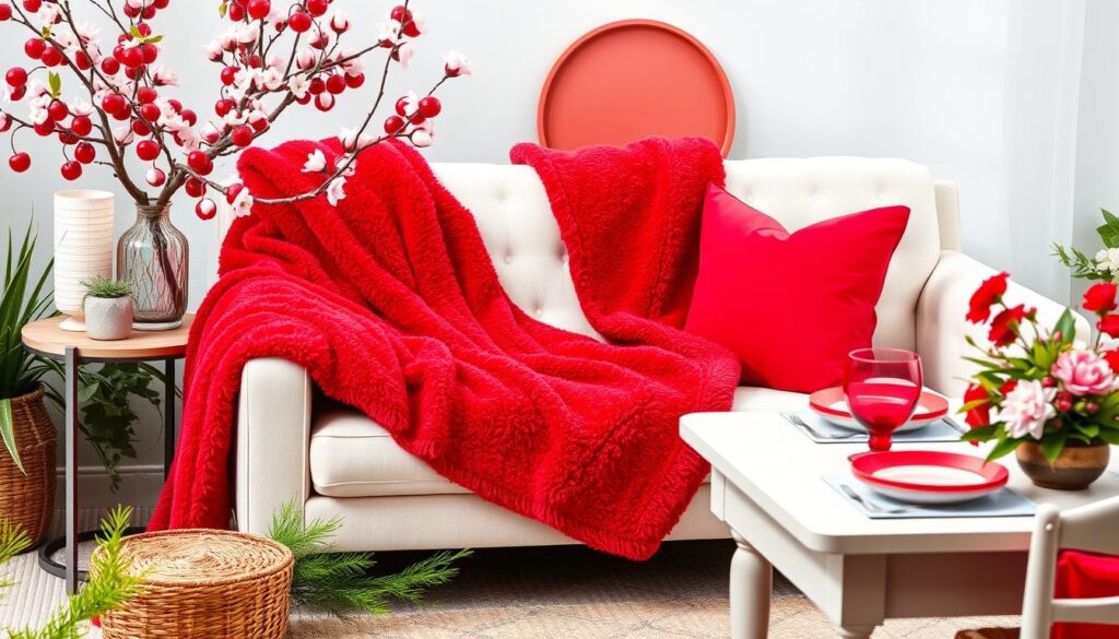 Cherry red accents in spring decor