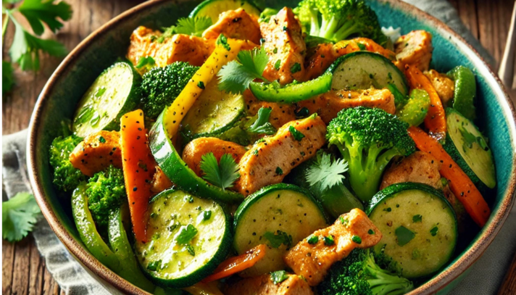 Green Chile Chicken Stir-Fry Veggie Bowl