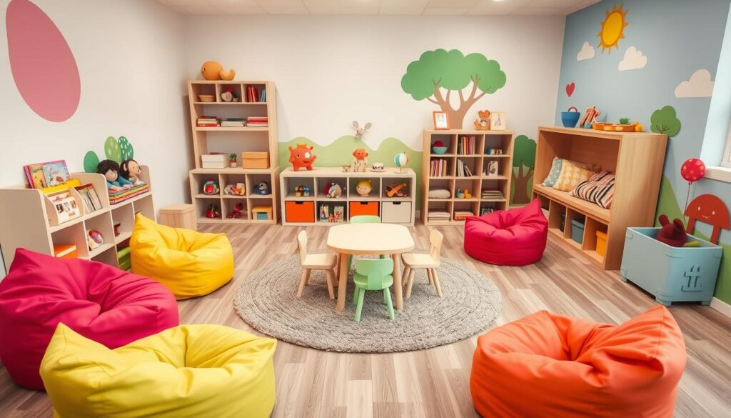 Playroom furniture arrangement