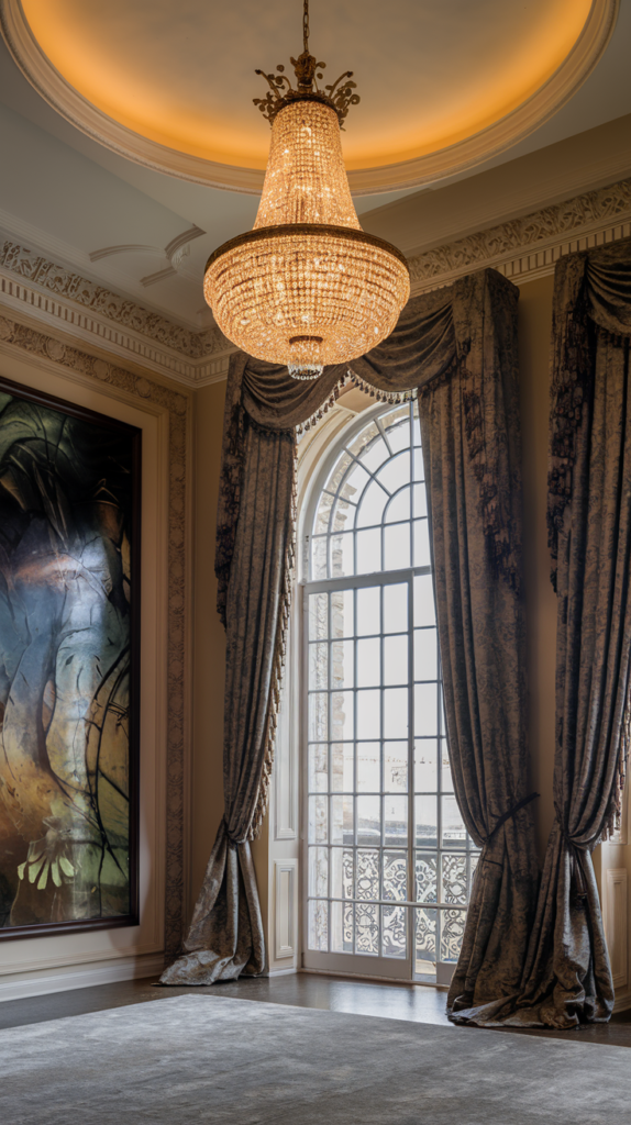 High-Ceiling Opulence Living Room