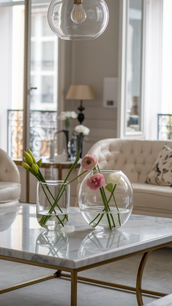 Marble and Glass Fusion Living Room