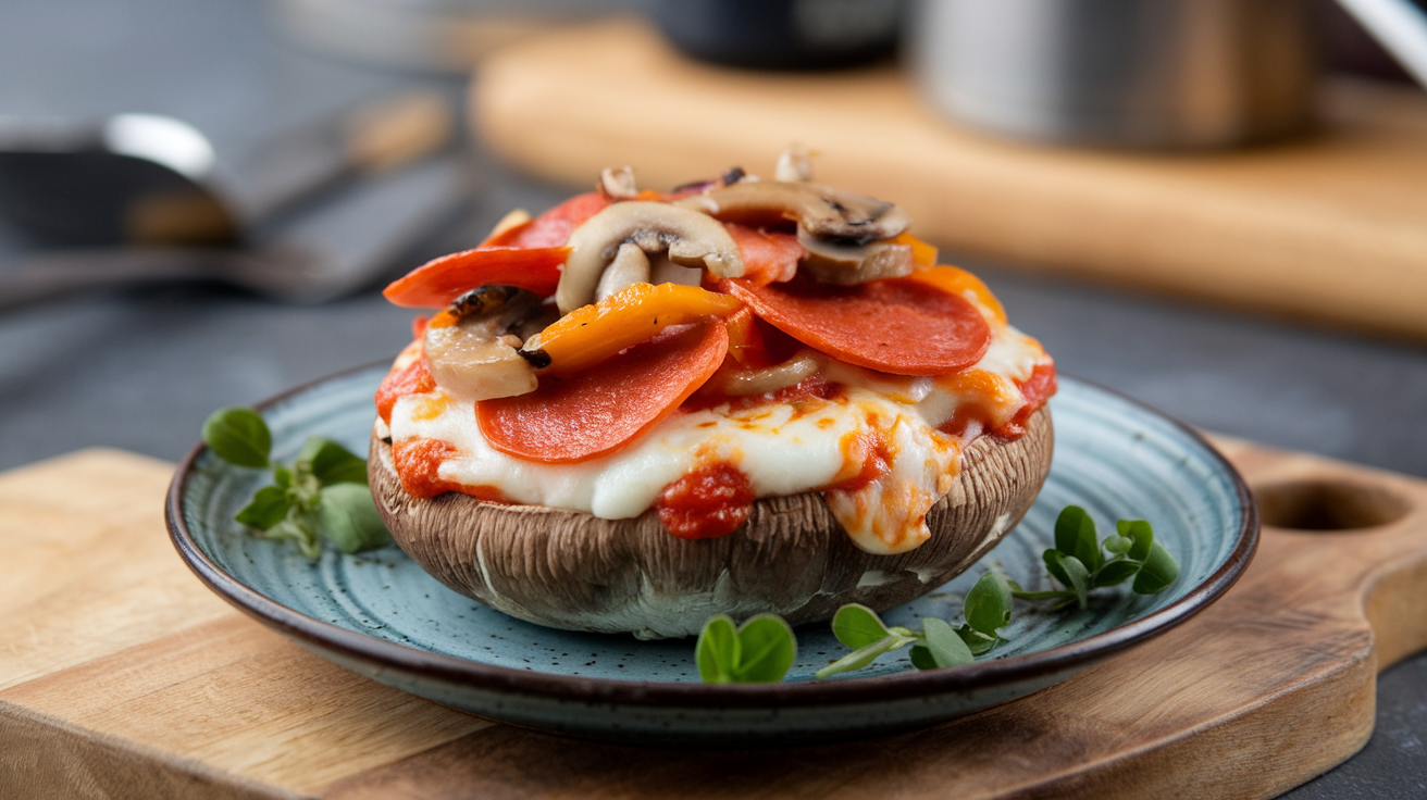 Keto Portobello mushroom filled with cheese