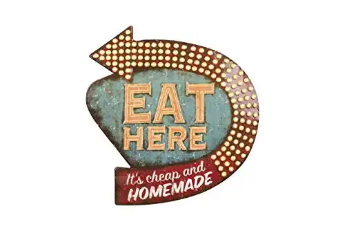 Creative Co-Op Tin Eat Here Retro Wall Decor