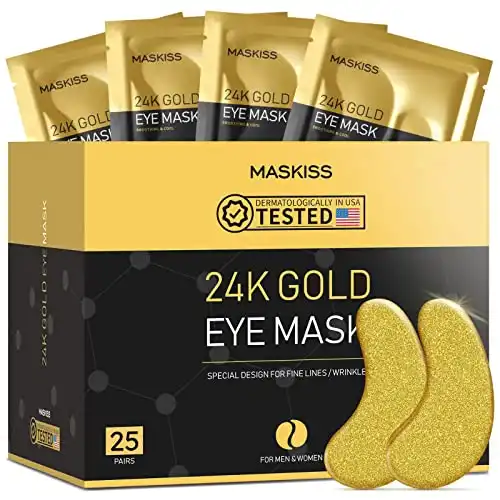 Maskiss 24k Gold Under Eye Patches (25 Pairs), eye mask, Collagen Skin Care Products, Eye Patches for Puffy Eyes, eye masks for dark circles and puffiness