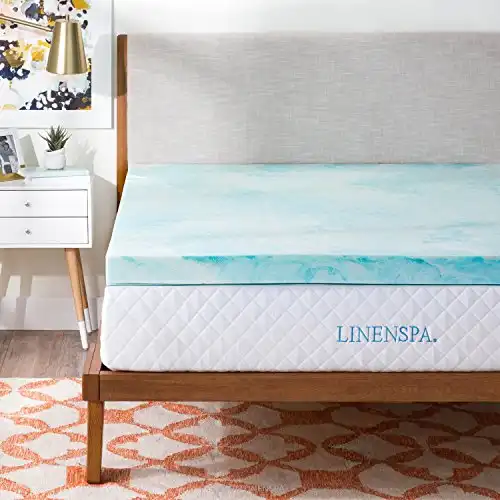 LINENSPA 3 Inch Gel Swirl Memory Foam Mattress Topper Cooling Gel Infused Pressure Relieving CertiPUR Certified - Full