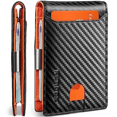 RUNBOX Slim Wallets for Men - Leather Money Clip Mens Wallet - RFID Blocking Front Pocket Bifold Wallet - Thin Credit Card Holder with Gift Box