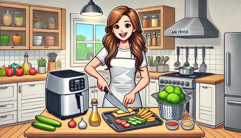 A woman preparing food for the airfryer