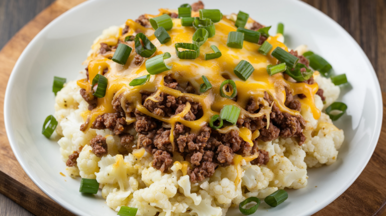 Cheesy Cauliflower Rice with Ground Beef Recipe