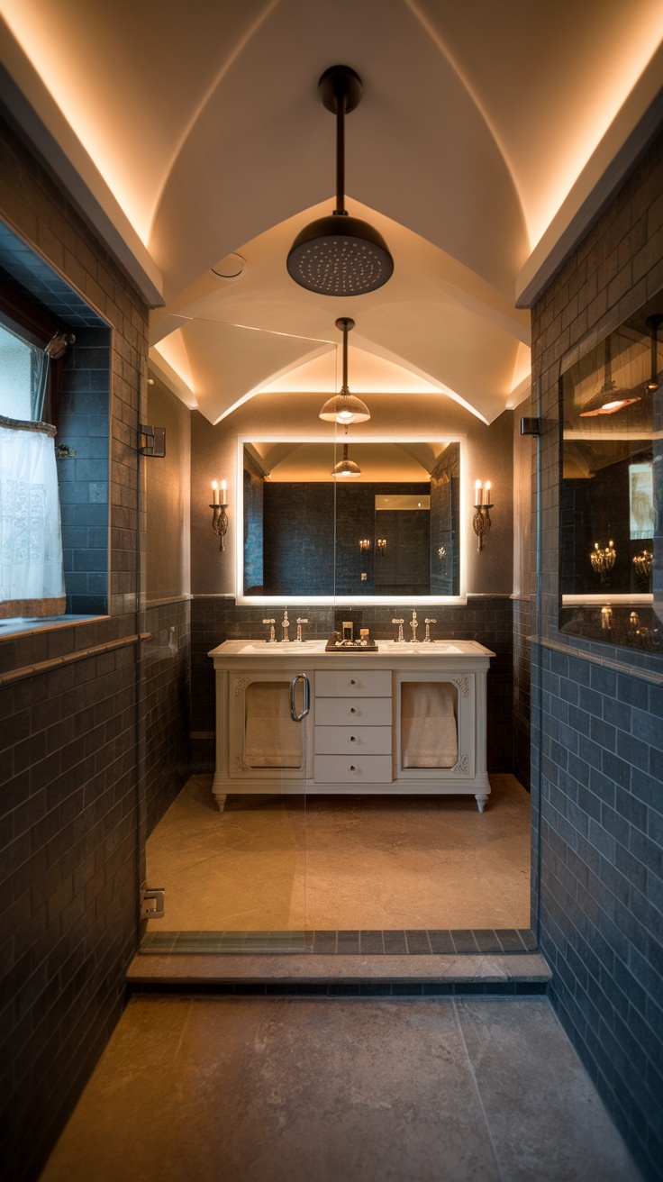 Modern bathroom featuring stylish lighting solutions