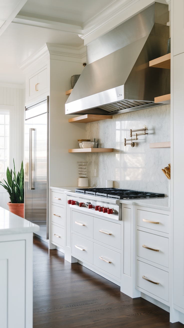 Modern luxury kitchen with integrated refrigerator and elegant design elements