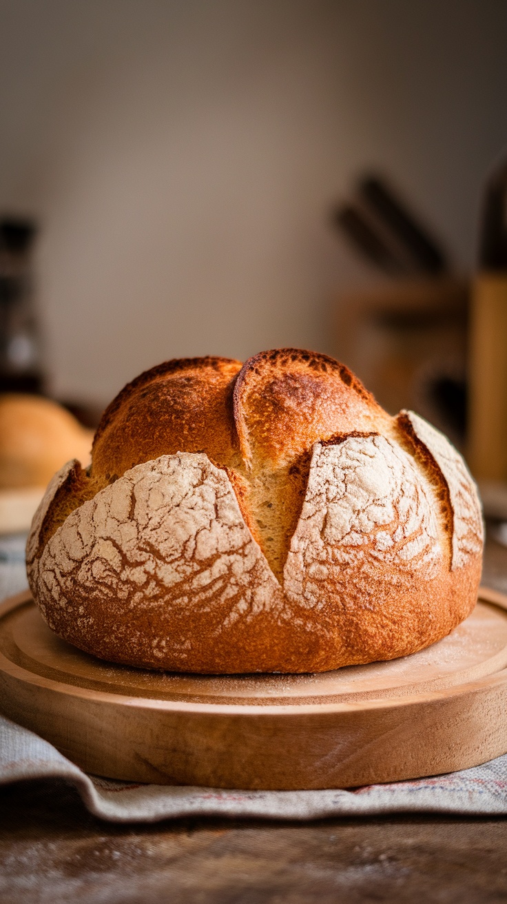 A freshly baked loaf of psyllium husk bread, showcasing its golden crust and texture.