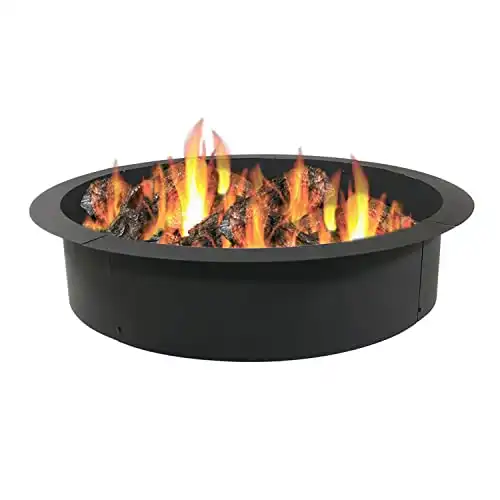 Sunnydaze Outdoor Fire Pit Ring - DIY Above or In-Ground Steel Fire Ring Insert - 36-Inch Outer/30-Inch Inner Diameter