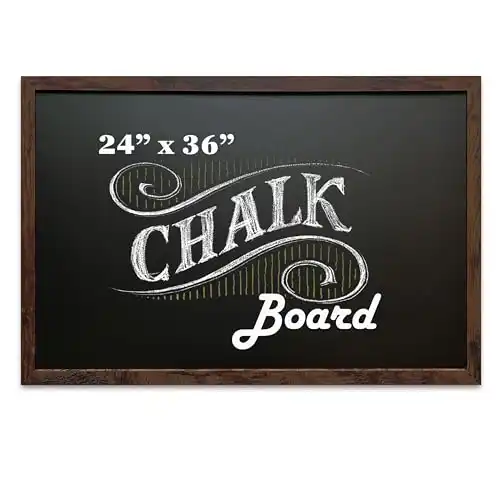 Loddie Doddie Magnetic Chalk Board - 24" x 36" Rustic Frame - Kitchen & Wall Decor - Easy-to-Erase Magnet Board - Magnetic Chalkboard for Wall - Hanging Black Chalk Board for Wall - Larg...