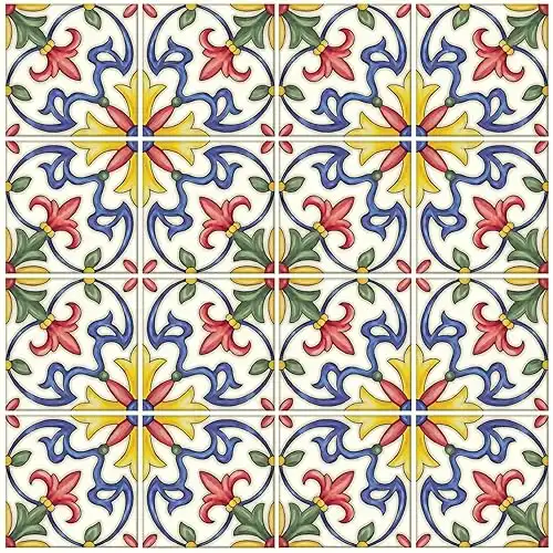 In Home NH2365 Tuscan Tile Peel & Stick Backsplash Tiles, Standard, Multicolor