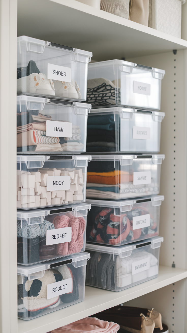 Clear Storage Bins for Easy Visibility