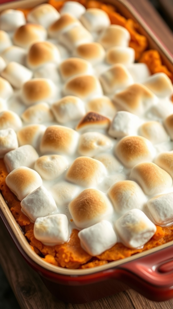 Sweet potato casserole with toasted marshmallow topping