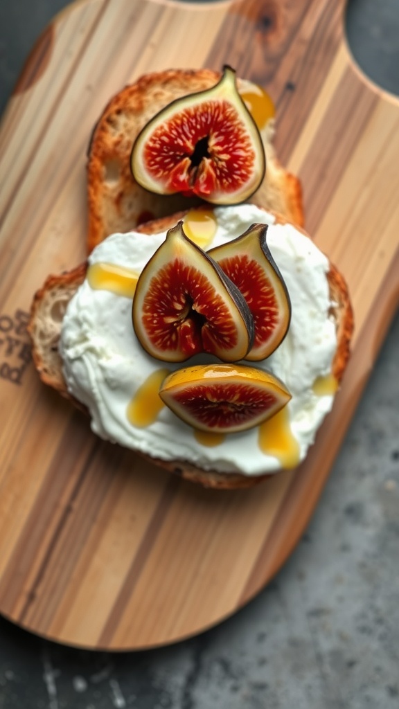 Sweet ricotta toast topped with figs and honey