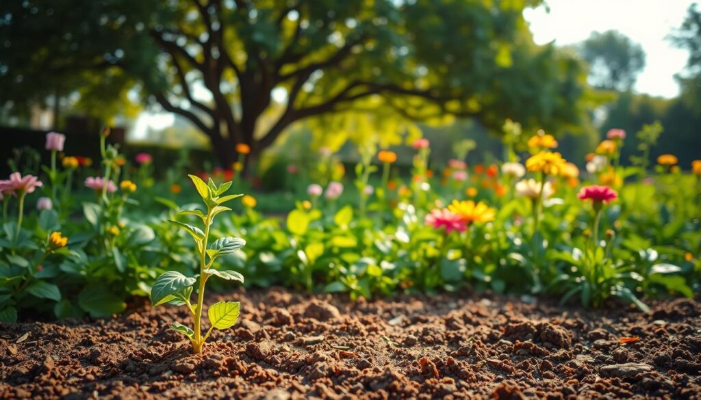 A vibrant, lush garden teeming with lush foliage and blooming flowers, symbolizing the growth and flourishing of a "growth mindset". In the foreground, a young sapling sprouts from the fertile soil, its leaves reaching towards the sun. The middle ground features a diverse array of plants in varying stages of growth, conveying the idea of continuous progress and development. In the background, a canopy of mature trees casts dappled light upon the scene, evoking a sense of nurturing and support. The lighting is warm and natural, creating a serene and inspiring atmosphere. The composition emphasizes the interconnectedness of all elements, reflecting the holistic nature of a growth mindset. A vibrant, lush garden teeming with lush foliage and blooming flowers, symbolizing the growth and flourishing of a "growth mindset". In the foreground, a young sapling sprouts from the fertile soil, its leaves reaching towards the sun. The middle ground features a diverse array of plants in varying stages of growth, conveying the idea of continuous progress and development. In the background, a canopy of mature trees casts dappled light upon the scene, evoking a sense of nurturing and support. The lighting is warm and natural, creating a serene and inspiring atmosphere. The composition emphasizes the interconnectedness of all elements, reflecting the holistic nature of a growth mindset.