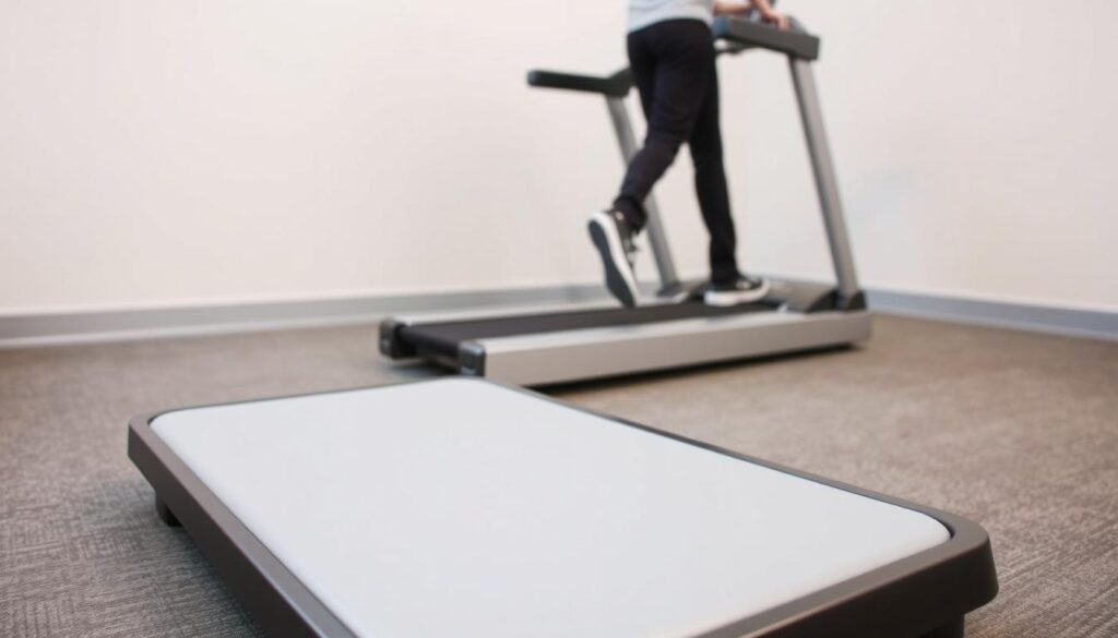 A well-lit, high-resolution image showcasing the key differences between a walking pad and a traditional treadmill. In the foreground, a sleek and compact walking pad, its surface smooth and clean, contrasted by a larger, more bulky treadmill in the middle ground. Subtle details like the walking pad's low profile and the treadmill's more complex console and incline mechanisms highlight their distinct designs and functionalities. The background is a minimalist, neutral-toned setting, allowing the machines to be the focal point. The image conveys a sense of comparison and clarity, guiding the viewer to understand the core distinctions between these two fitness equipment options. A well-lit, high-resolution image showcasing the key differences between a walking pad and a traditional treadmill. In the foreground, a sleek and compact walking pad, its surface smooth and clean, contrasted by a larger, more bulky treadmill in the middle ground. Subtle details like the walking pad's low profile and the treadmill's more complex console and incline mechanisms highlight their distinct designs and functionalities. The background is a minimalist, neutral-toned setting, allowing the machines to be the focal point. The image conveys a sense of comparison and clarity, guiding the viewer to understand the core distinctions between these two fitness equipment options.
