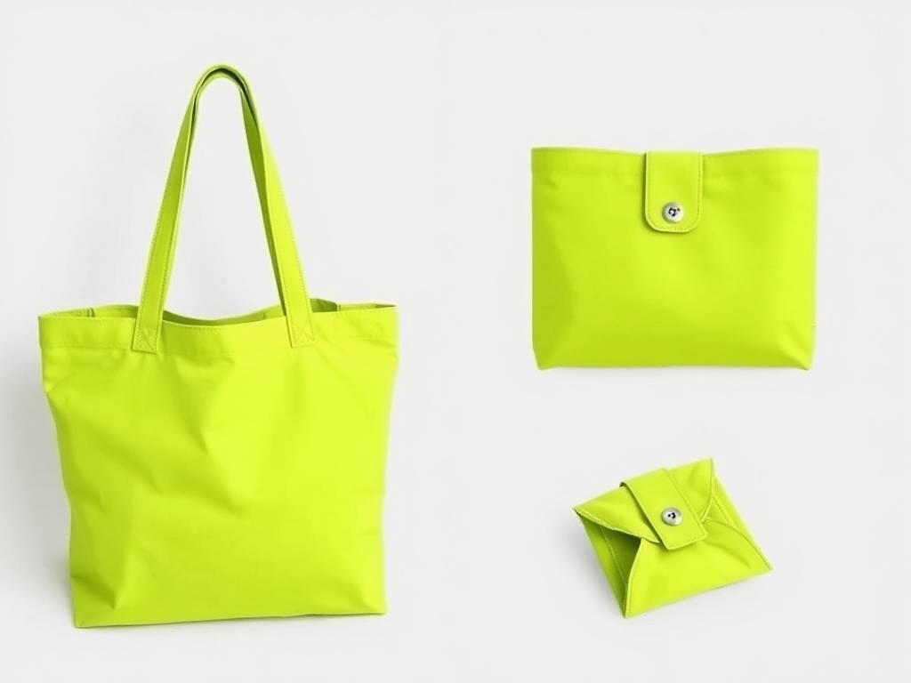 Foldable fabric tote bag that stores compactly when not in use Foldable fabric tote bag that stores compactly when not in use