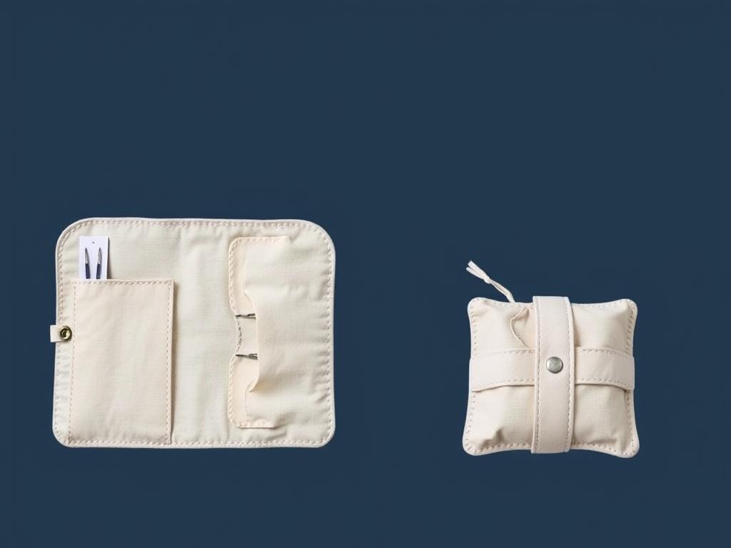 Foldable sewing kit that transforms from flat to structured pouch Foldable sewing kit that transforms from flat to structured pouch