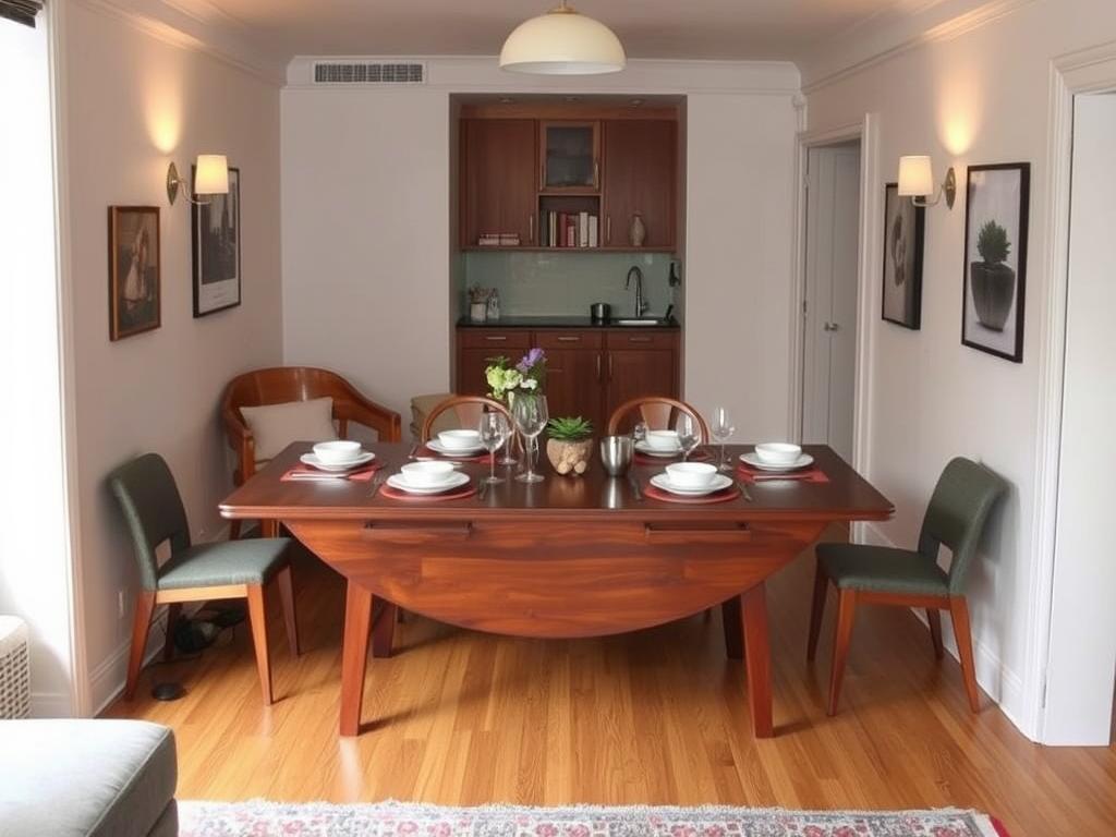 Studio apartment designed for entertaining with expandable furniture Studio apartment designed for entertaining with expandable furniture