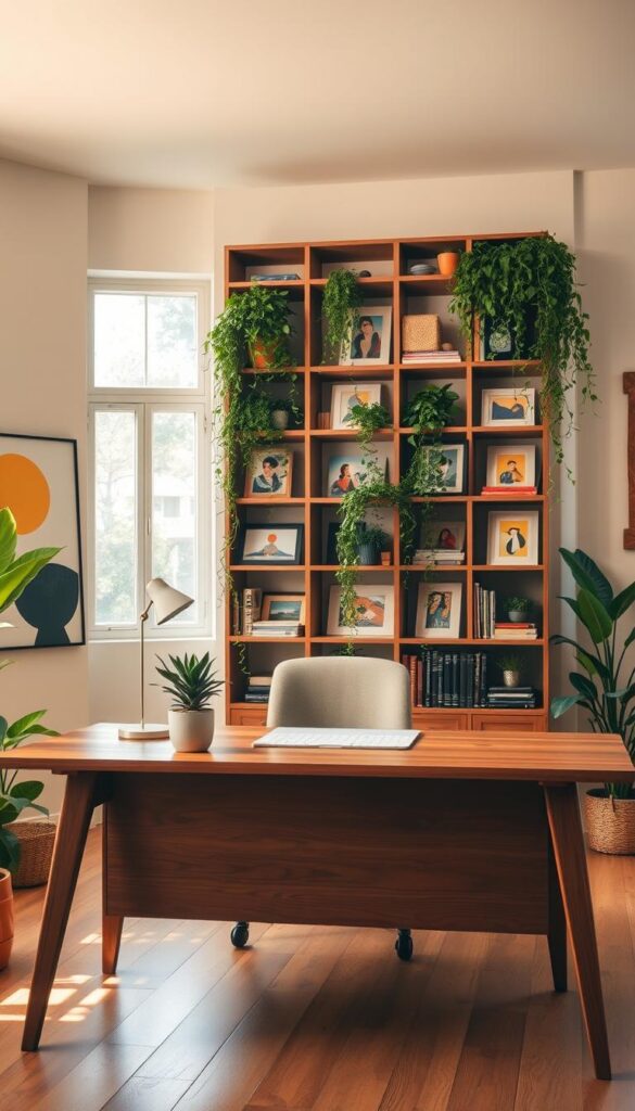 workspace personalization with art and plants workspace personalization with art and plants