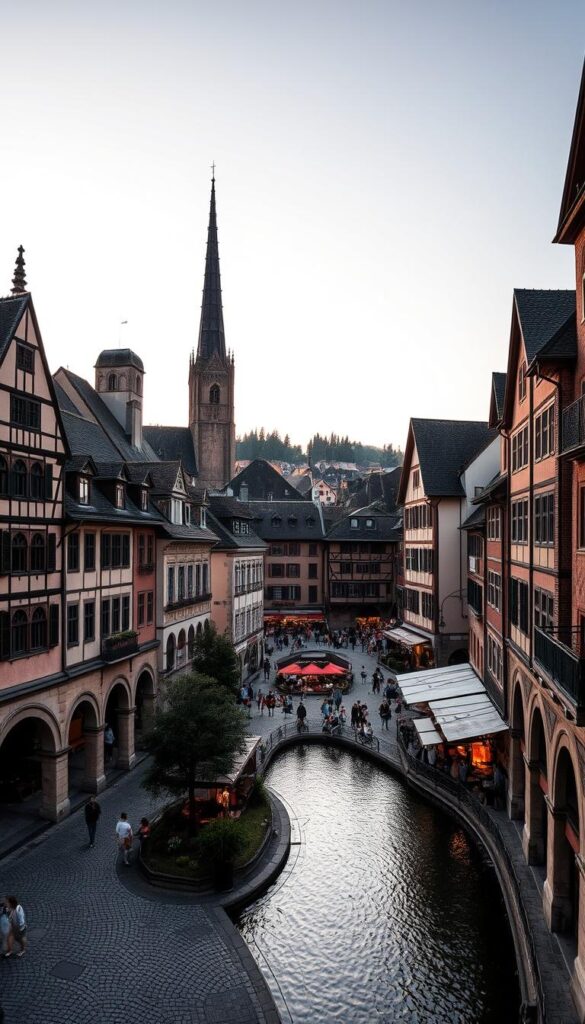 A picturesque medieval town nestled in the heart of Switzerland, Bern's old town is a captivating blend of history and charm. Cobblestone streets wind through a labyrinth of well-preserved buildings, their facades adorned with ornate archways and intricate stonework. Towering spires pierce the sky, casting long shadows over the lively central square, where locals and visitors mingle amidst bustling markets and cozy cafes. The Aare River curves gracefully around the town, its gentle waters reflecting the warm glow of the setting sun. Atmospheric lighting casts a warm, inviting ambiance, inviting the viewer to explore this enchanting Swiss gem. A picturesque medieval town nestled in the heart of Switzerland, Bern's old town is a captivating blend of history and charm. Cobblestone streets wind through a labyrinth of well-preserved buildings, their facades adorned with ornate archways and intricate stonework. Towering spires pierce the sky, casting long shadows over the lively central square, where locals and visitors mingle amidst bustling markets and cozy cafes. The Aare River curves gracefully around the town, its gentle waters reflecting the warm glow of the setting sun. Atmospheric lighting casts a warm, inviting ambiance, inviting the viewer to explore this enchanting Swiss gem.
