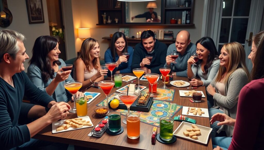 A sober curious friendly gathering with people enjoying mocktails and games A sober curious friendly gathering with people enjoying mocktails and games