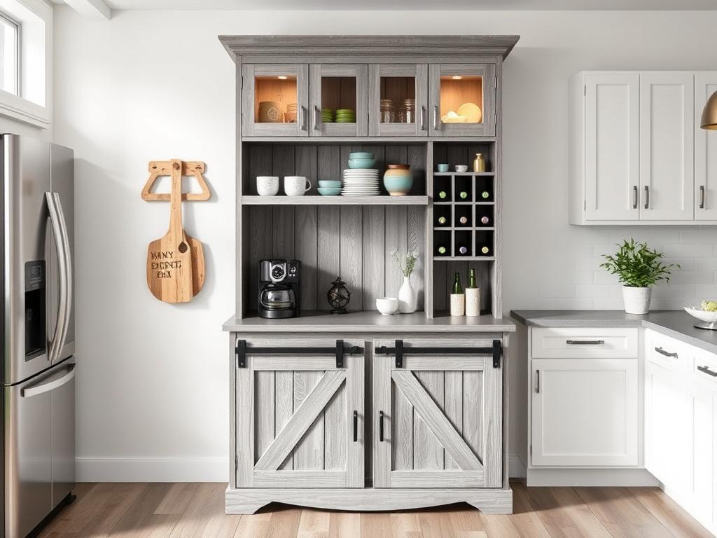 BestHaped 72-inch Farmhouse Coffee Bar Cabinet with wine racks and sliding barn doors BestHaped 72-inch Farmhouse Coffee Bar Cabinet with wine racks and sliding barn doors