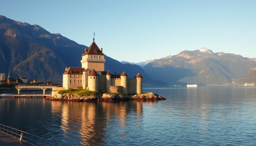 Château de Chillon castle on Lake Geneva near Montreux - 7-day Switzerland itinerary Château de Chillon castle on Lake Geneva near Montreux - 7-day Switzerland itinerary