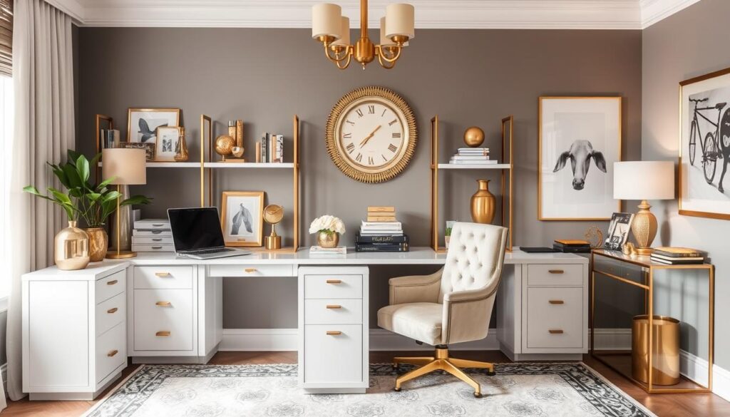 Complete glamorous office setup with all elements working together harmoniously Complete glamorous office setup with all elements working together harmoniously