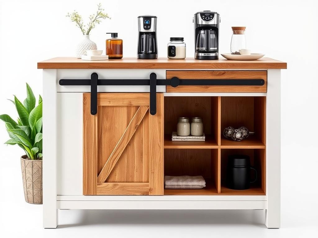 IDEALHOUSE 43-inch Sideboard with USB charging and barn-door style for farmhouse coffee bar IDEALHOUSE 43-inch Sideboard with USB charging and barn-door style for farmhouse coffee bar