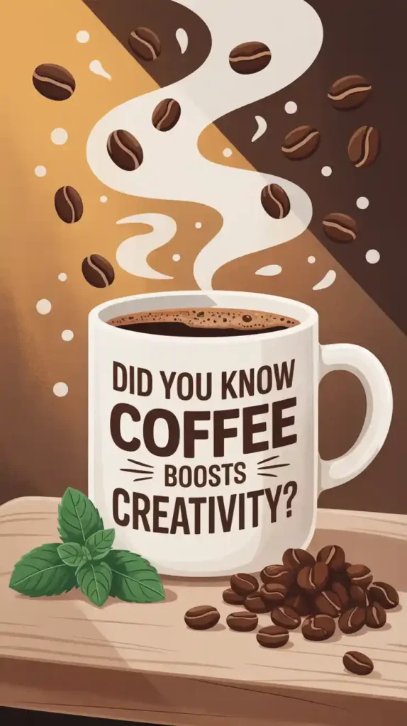 Illustration of coffee with fun facts and playful designs.